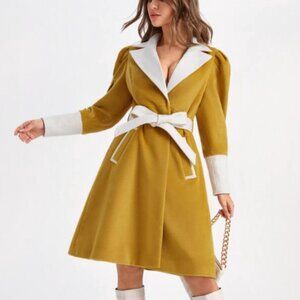 NWT Lapel Collar Double Breasted Belted Overcoat - Winter Coat - SIZE M